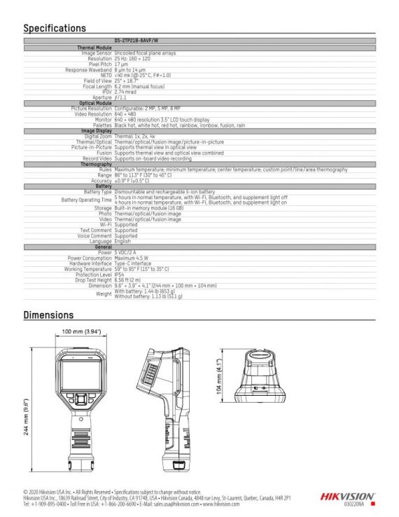 HIKVISION DS-2TP21B-6AVF/W